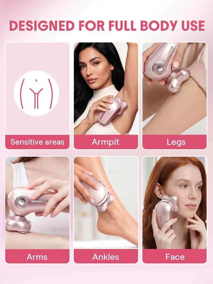 SHEGLAM HAIR ماكينة حلاقة كهربائية Smooth Moves 5D Flash، ماكينة حلاقة كهربائية نسائية برأس قص عائم 360 درجة